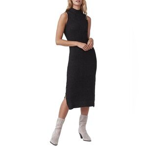 PAIGE Women’s Wool Black Ribbed Sleeveless Mock Neck Sweater Midi Dress Size M